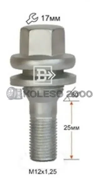 HZ 12x1.25 43/19 h=17 с шайбой PEUGEOT zink Китай