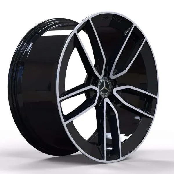 Replica MR399B 9.5x23 5x112 ET45 DIA 66.6 Gloss black with Machined Face